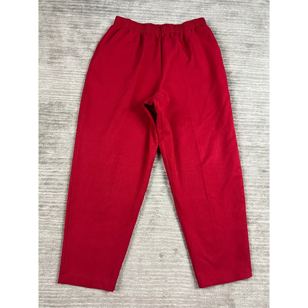 Season Ticket‎ Pants Womens 14 Red Pull On Elastic Waist Vintage Made in USA 408